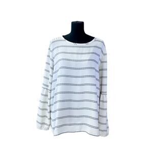 LOFT White Black Stripe Tie-Back Blouse Top Women's XL